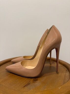 Christian Louboutin So Kate 120 Patent Nude Pumps | Size 38